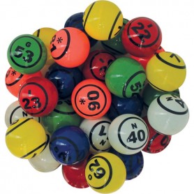 90 balles loto multicolores thermoplastiques Ø 38mm