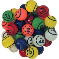 90 balles loto multicolores thermoplastiques Ø 38mm